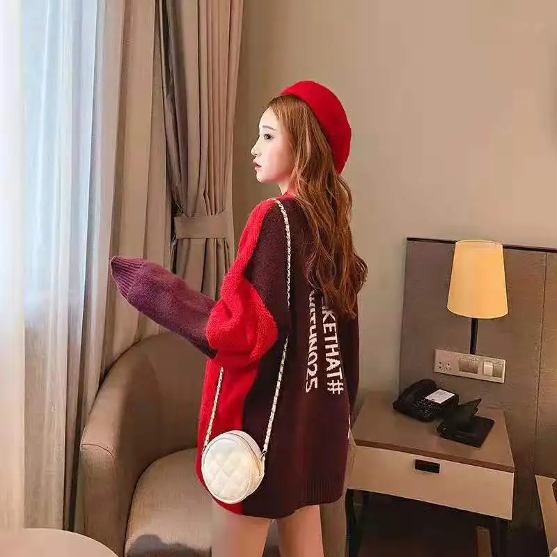 Женский Повседневный вязаный кардиган с v-образным вырезом и буквенным принтом