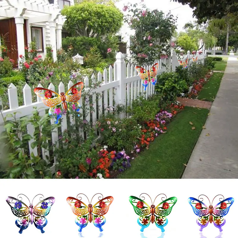 

3D металлический декор в виде бабочки, настенная Художественная Скульптура, подвесное украшение для сада, патио или забора, аксессуары для у...