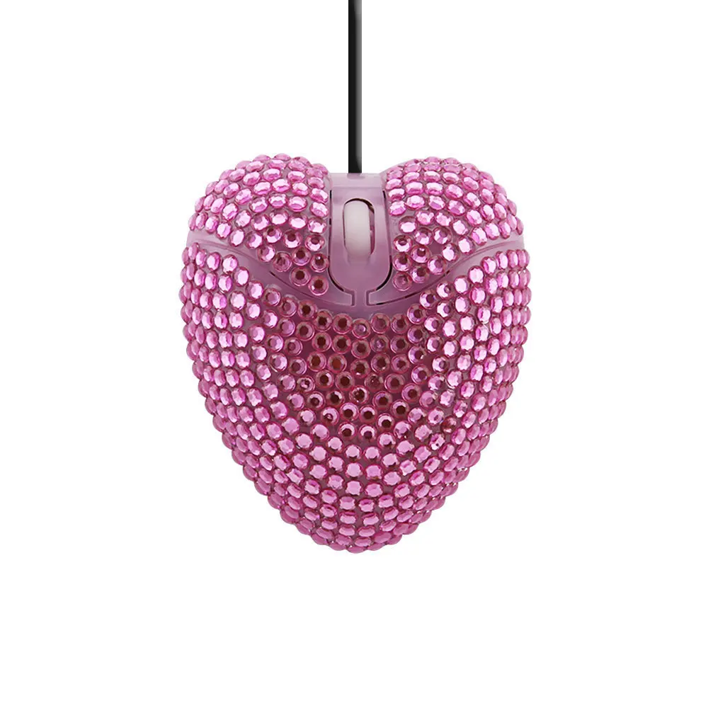 CHYI Love Heart Shaped Мини Компьютерная мышь Милая Проводная Usb оптическая ПК Mause 3d портативная девочка подарок Алмазная мышь для ноутбука Macbook