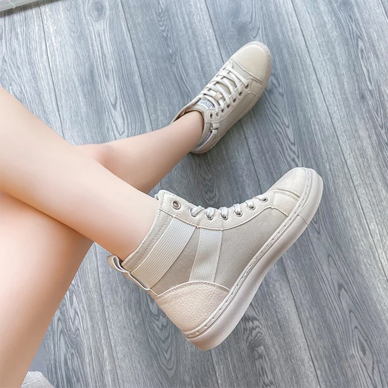 

Women Shoes Fashion Casual Canvas Shoes For Women Autumn Women Sneakers Flats Platform Comfortable High Top Off Black Shoes