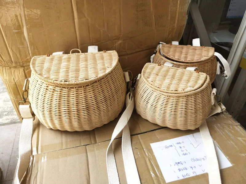Взрослая женская большая сумка из натурального ротанга Mamachari, Пляжная большая соломенная сумка ручной работы из ротанга, многофункциональная сумка, велосипедная корзина