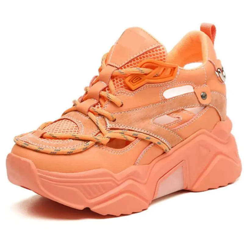 

Summer Sport Sandals Women's Leather Round Toe Platform Wedge High Heels Fashion Sneakers Creeper Boots Oxfords Party