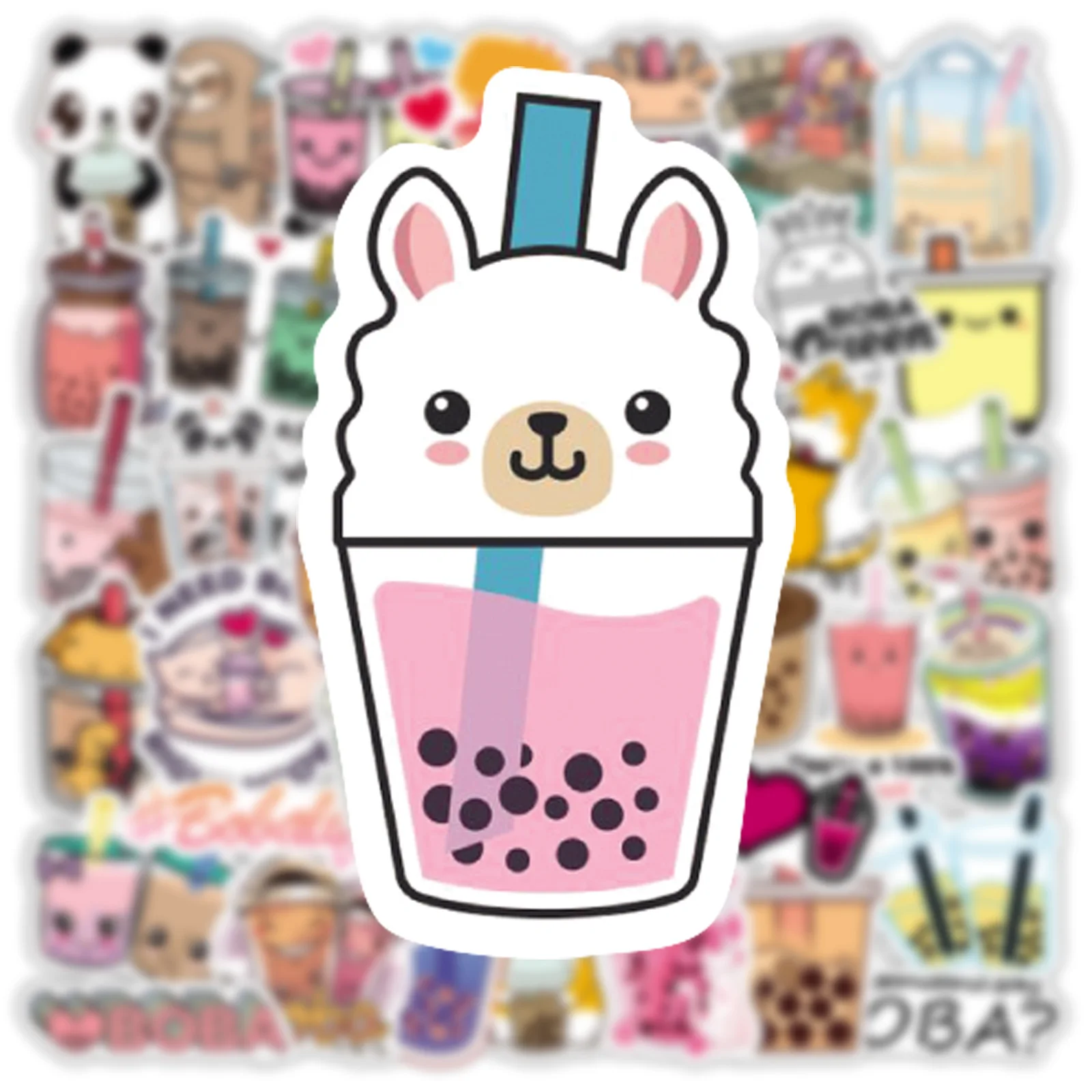 

47 PCS Bubble Milk Tea Cute Cartoon Waterproof Stickers for Laptop Guitar Phone Bike Luggage Fridge Graffiti Decal Girls Gift