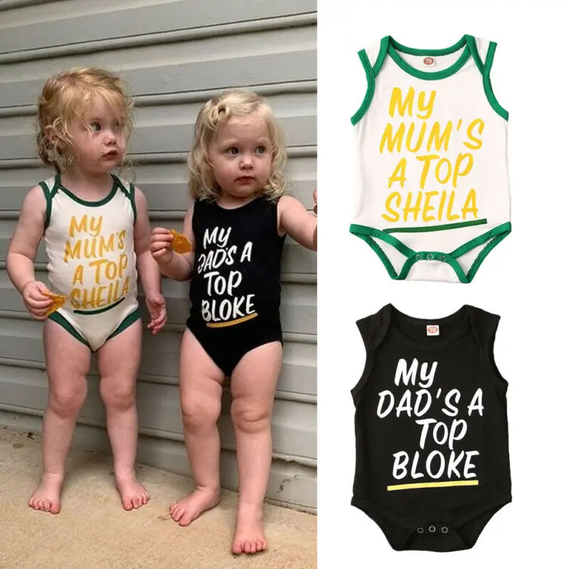 

Cotton Newborn Toddler Baby Girl Boy Jumpsuit 0-18M Summer Holiday Letter Print Sleeveless Bodysuit Outfit Baby Unisex Clothing
