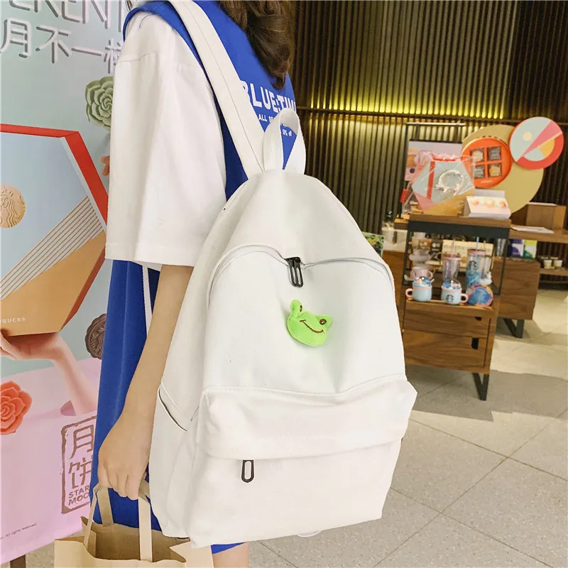 2019 Canvas Backpack Women Fashion Shoulder Bag Solid Color School for Teenage Girl Children Backpacks Travel Bags Mochilas | Багаж и