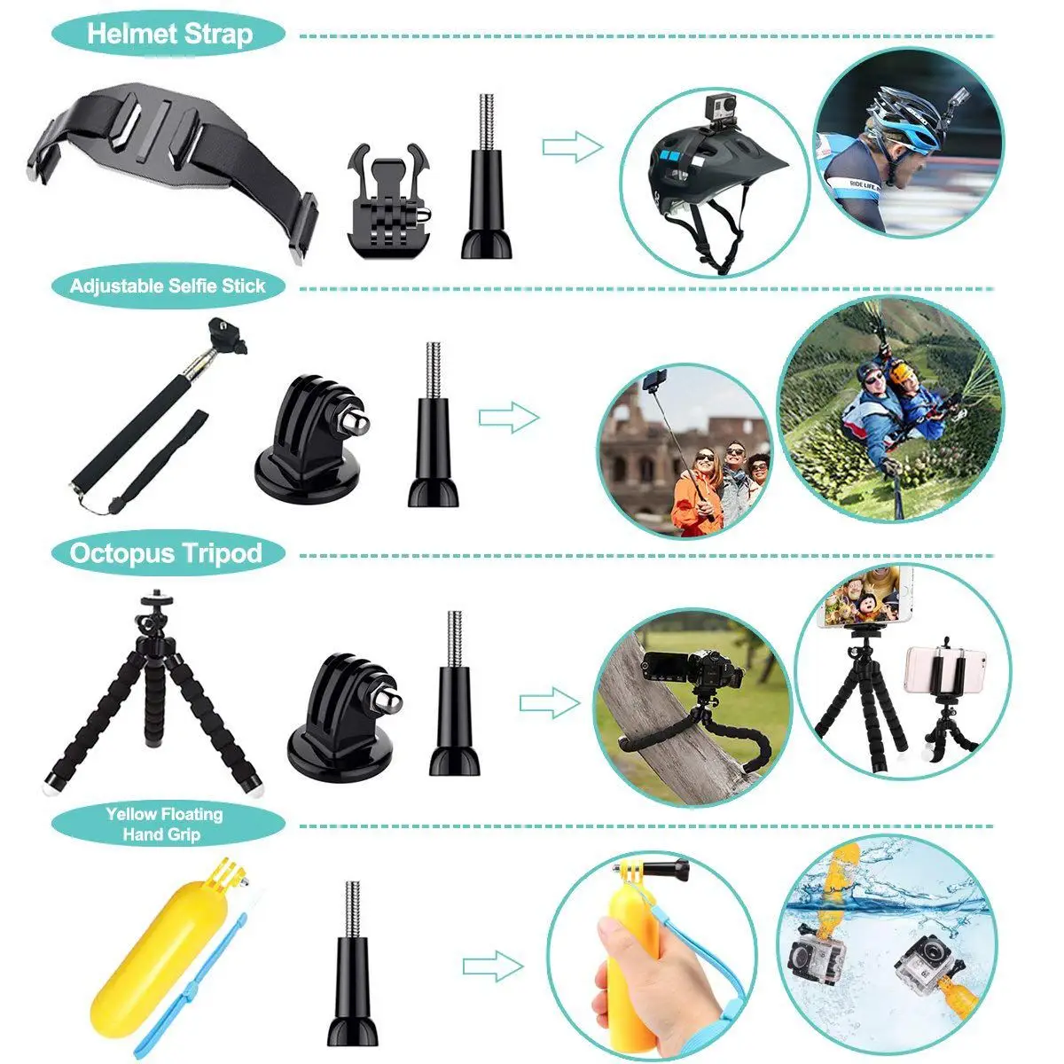 Полный набор аксессуаров для экшн-камеры 50 в 1 GoPro Hero 2018 Hero6 5 4 3 чехол