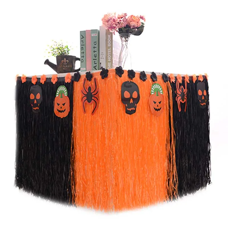 Halloween luxury Гавайские вечерние юбки для стола желтого и зеленого цвета, высококачественные Гавайские декоративные украшения для пикника «сделай сам» для детей и взрослых, декор для дня рождения, свадебное украшение - Цвет: Halloween luxury