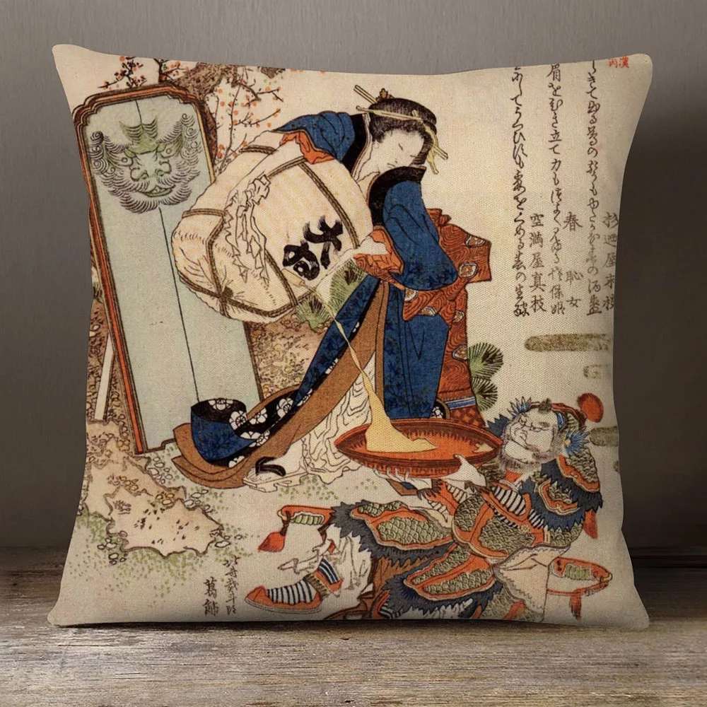 Наволочка для подушки в Восточном азиатском стиле наволочка с рисунком рыбы и