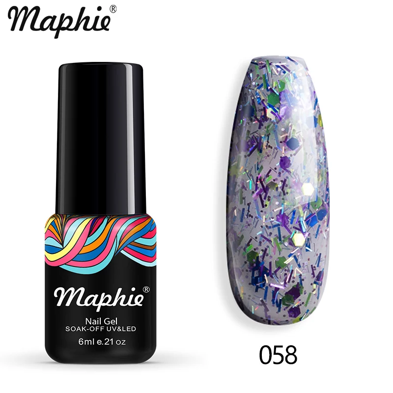 058 Maphie бриллиантовый блеск с ультрафиолетовым свечением Гель-лак для ногтей мерцающий декор с блестками Блестящий лак для ногтей полуперманентный лак Led синий гель для ногтей - Цвет: 058