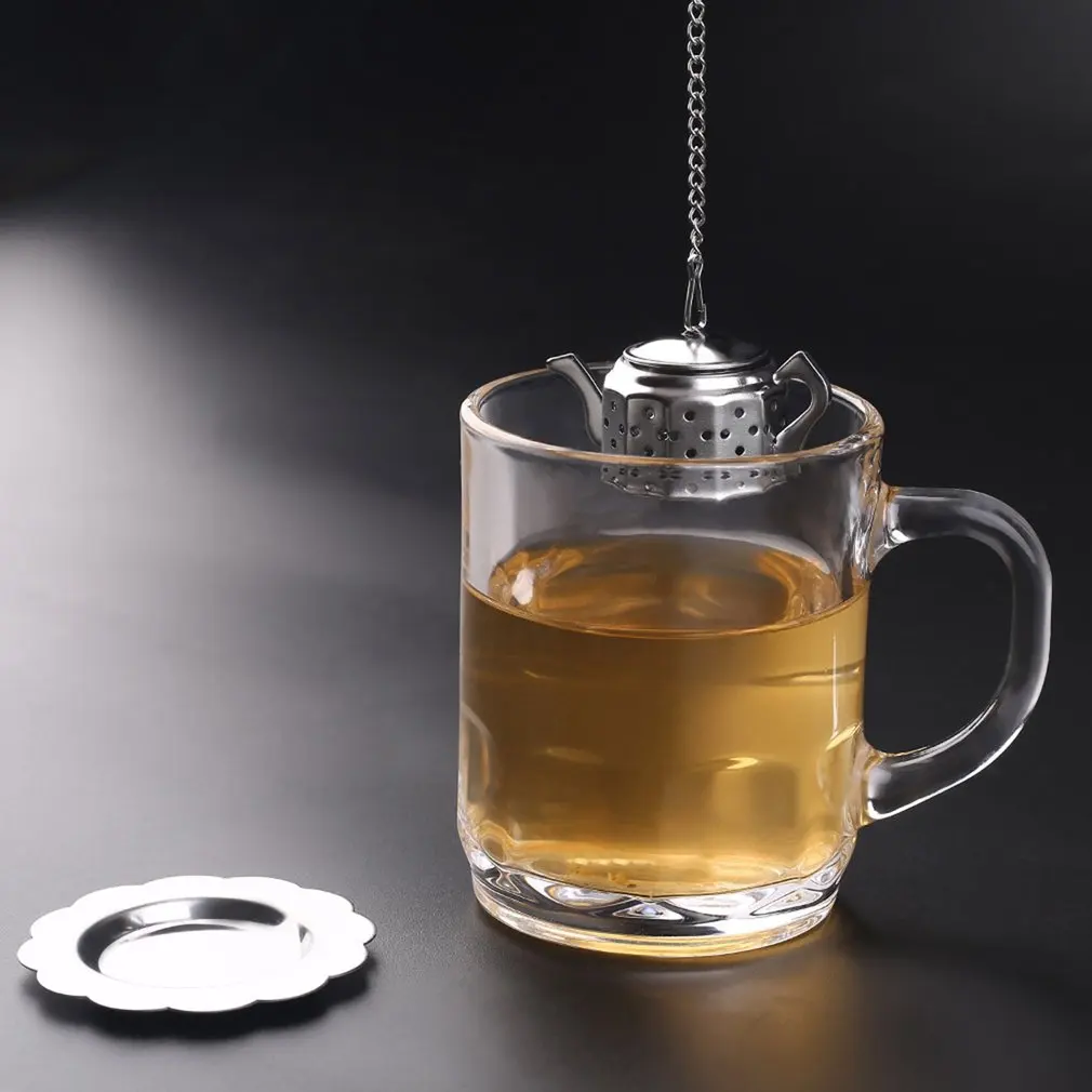 Practical Cute Durable 304 Stainless Steel Teapot Tea Infuser Spice Drink Strainer Herbal Filter+Tray | Дом и сад