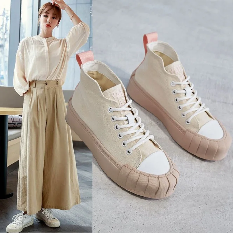 Новинка женские туфли на плоской подошве весну и осень холщовые студенческие с