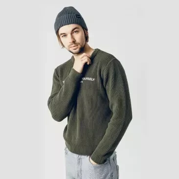 Осенне-зимний модный свитер Youpin с круглым вырезом и принтом удобная теплая