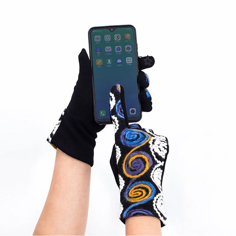 

Winter Suede Leather Thicken Full Finger Cycling Women's Warm Gloves For Sports Cold Plus Velvet Touch Screen Driving Mitten R40