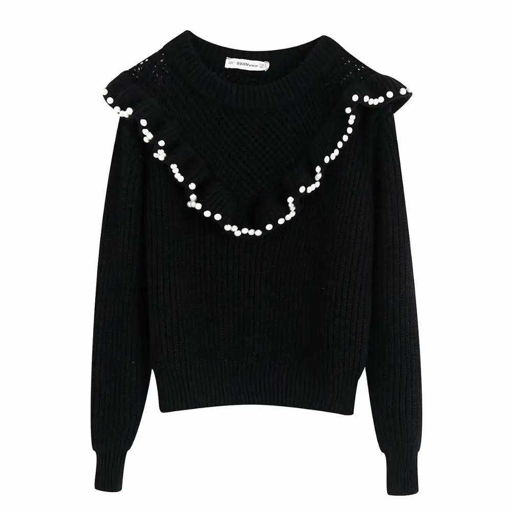 Za 2019 зимняя одежда женский свитер пуловер модный круглый вырез длинный рукав