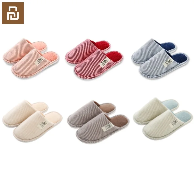 

New Xiaomi Youpin Cotton Indoor Home Couple Slippers Nice Plush Non-slip Slippers For Spring And Autumn Winter Season
