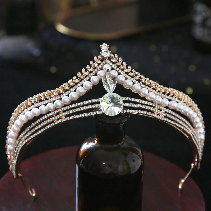 

Bridal petite hair accessories pearls bow head jewelry Zircon