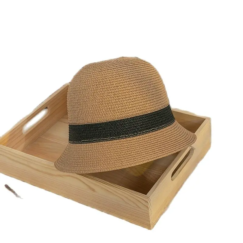 

Summer Japanese All-match Go Out Girl Sunshade Fashion Straw Hat Anti-ultraviolet Stitching Color Ladies Basin Hat