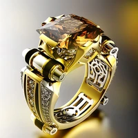 fashion europe style zircon two color design ring jewelry classic gothic men gold color engagement ring for male party gift