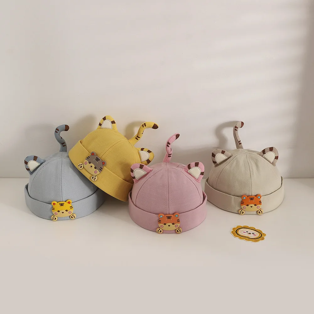 

Children's Hat Spring Summer New Cute Cartoon Standing Tail Tiger Baby Cap Fun All-Match Baby Melon Leather Hat for Newborn Baby