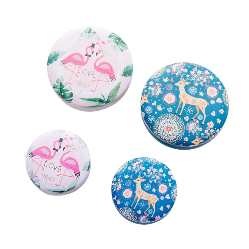 Портативная жестяная мини коробка с фламинго герметичная банка коробки для