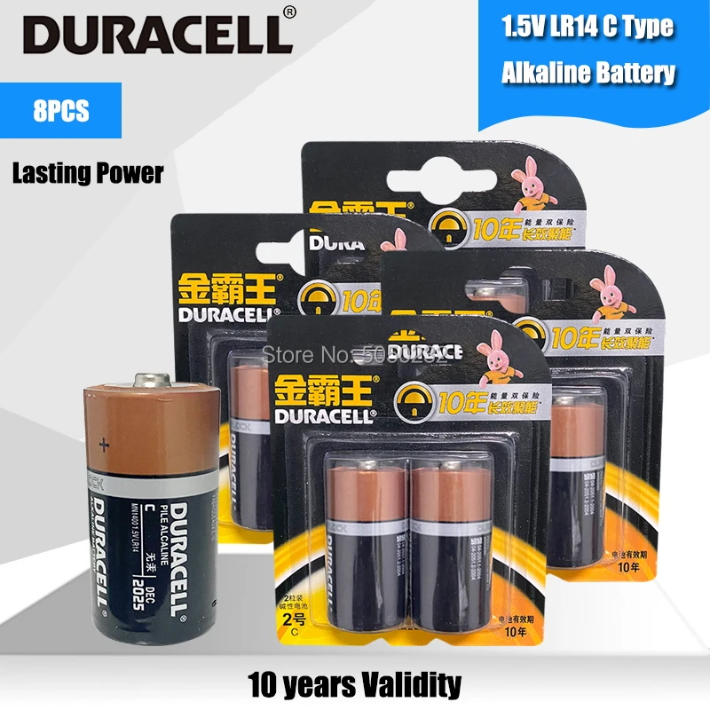 8 шт. оригинальная щелочная батарея DURACELL 1 5 в типа C для газовой