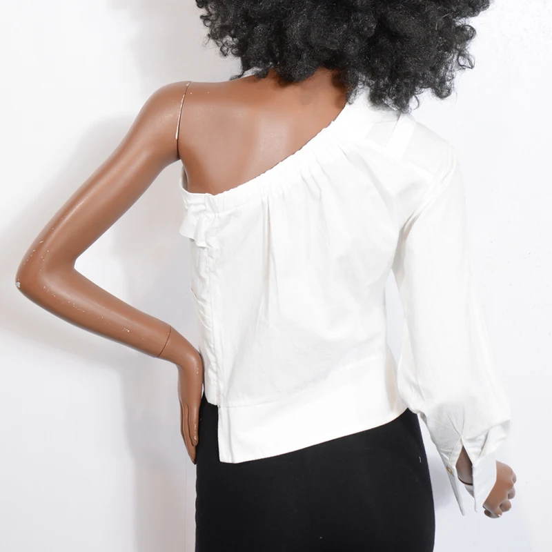 Женская блузка на одно плечо белая с неровным краем весну лето 2019|Блузки| |