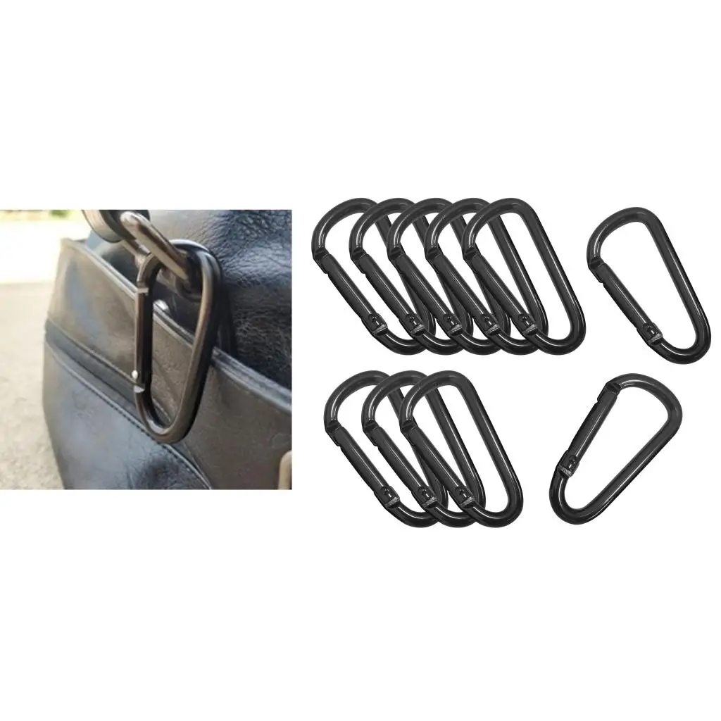 

Pack of 10 Aluminum Carabiner D- Key Chain Keychain Clip Hook Outdoor Buckle