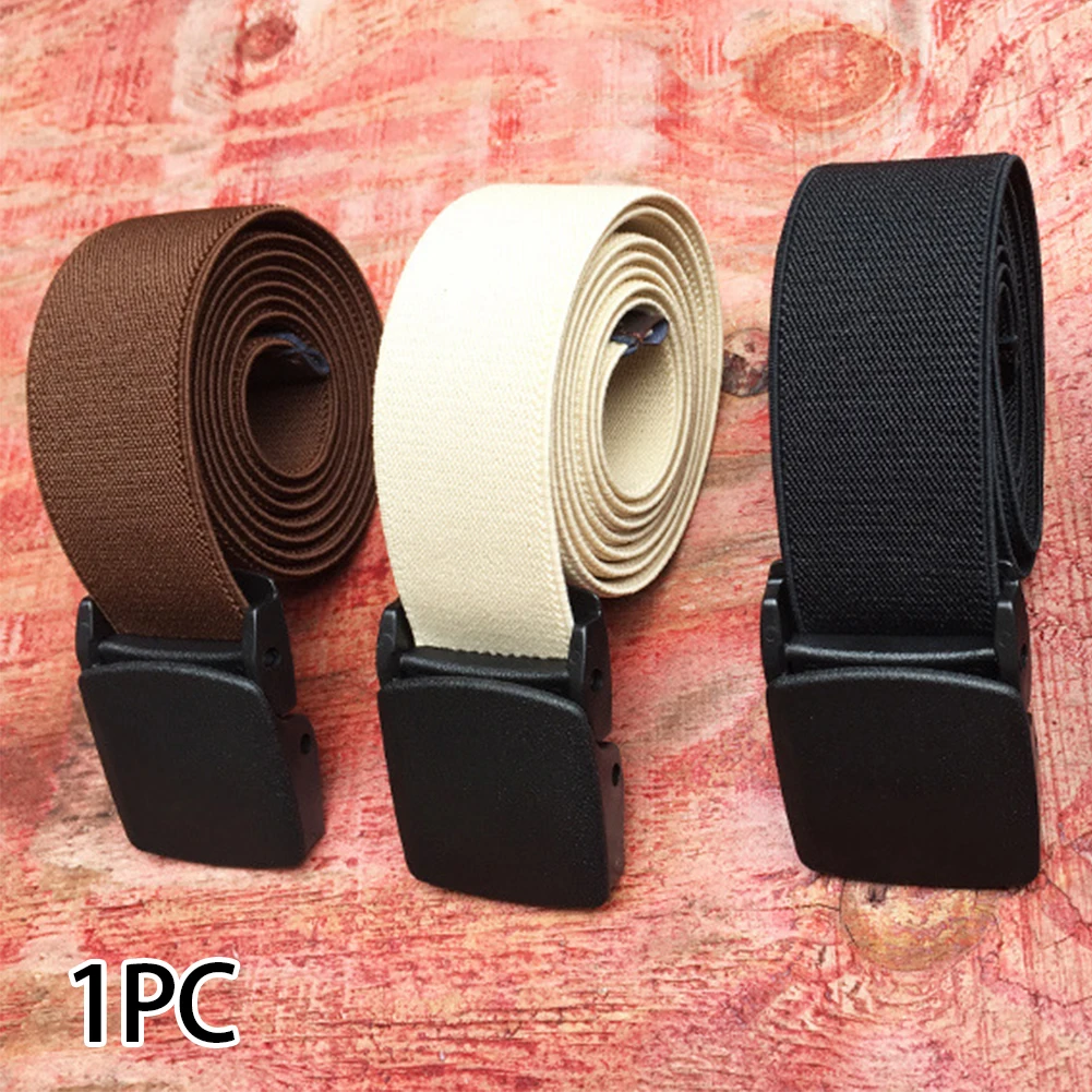 

Women Men Stretch Casual Elastic Anti Allergy Fashion Flat Buckle Adjustable Solid Waist Belt Canvas Gifts Decorative For Jeans