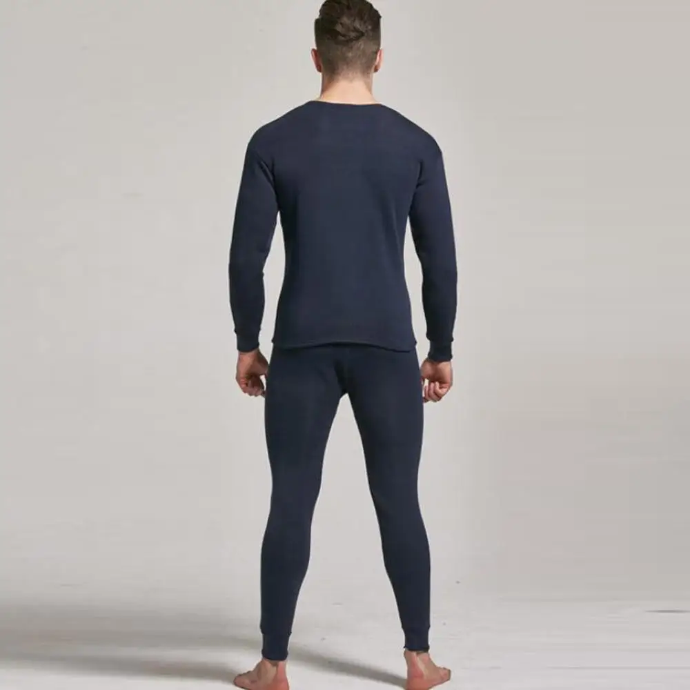 Мужское повседневное термобелье со средним воротником чистый цвет костюм