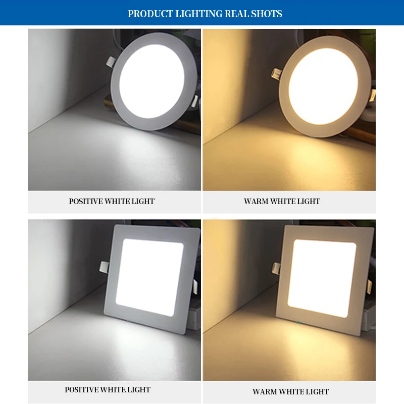 

3-24W Round Square LED Ceiling Light Recessed Kitchen Bathroom Lamp AC265V LED Down Light Warm White/Cool White Free Shipping