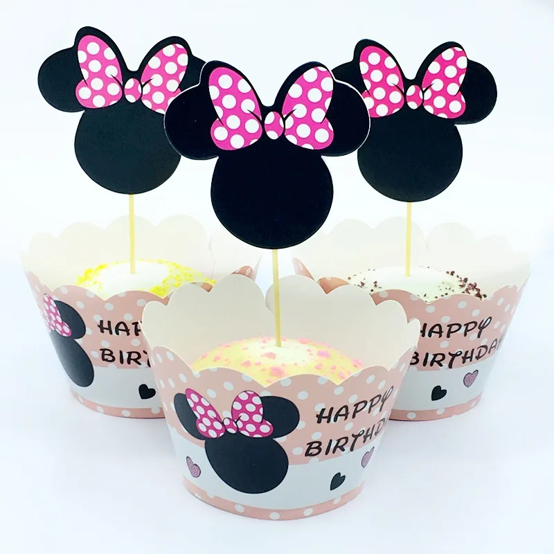 

Minnie Mouse party paper cup 1st baby girl favor birthday Disposable tableware DIY balloon Scenes Collection decoration