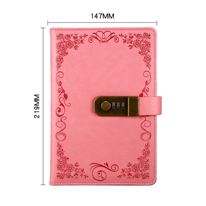 2x черный/розовый дневник с замком записная книжка A5 винтажная Запираемая бумага