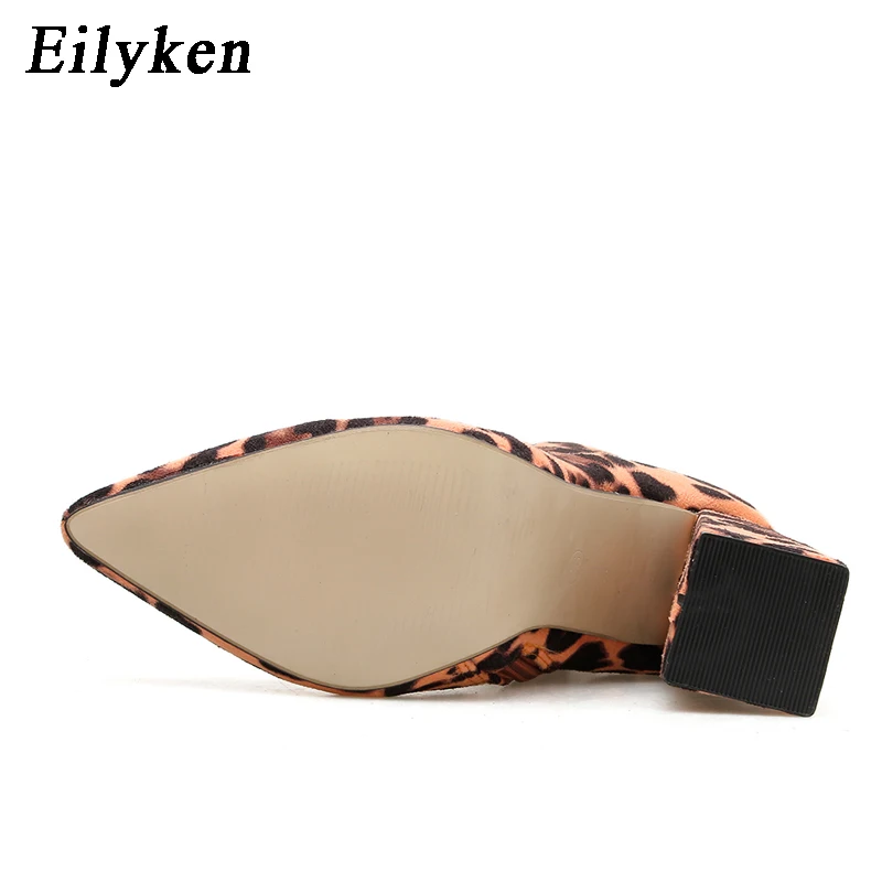 Eilyken/ г. Новые женские ботильоны на молнии Новые Демисезонные ботинки на высоком каблуке с леопардовым принтом женские повседневные полусапожки Размеры 35-42
