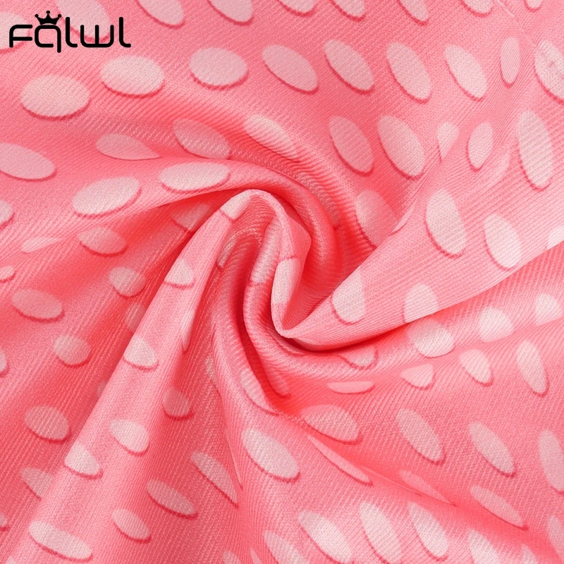 

FQLWL Dot Print Sleeveless Bodycon Jumpsuit Women Pink V Neck Skinny Elastic Romper Spring Ladies Sexy Clubwear One Piece Outfit