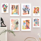 Цветная декоративная настенная картина с цветными блоками пальмовых листьев, скандинавские постеры и принты, абстрактные настенные картины для декора гостиной
