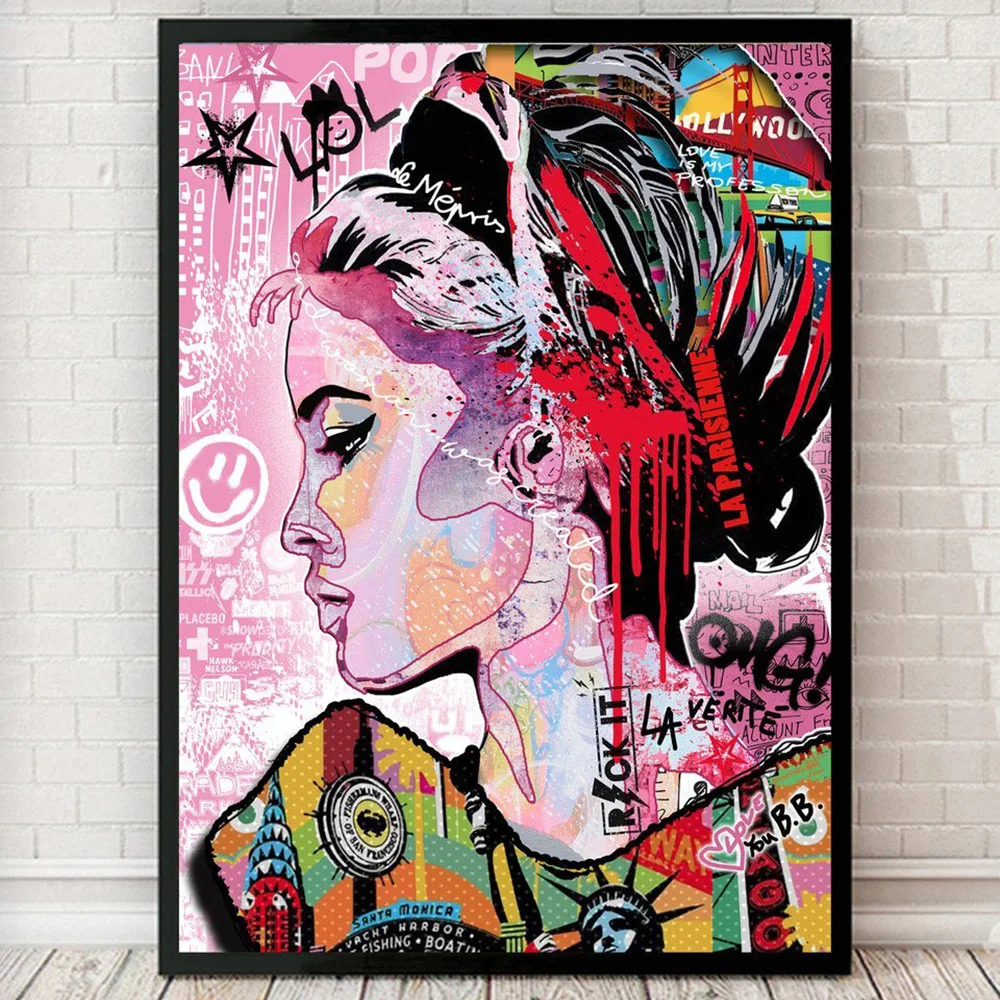 

Graffiti Pop Art Fashion Girl Wall Art Poster Print On Canvas Painting Modern Abstract Picture For Living Room Home Decoration
