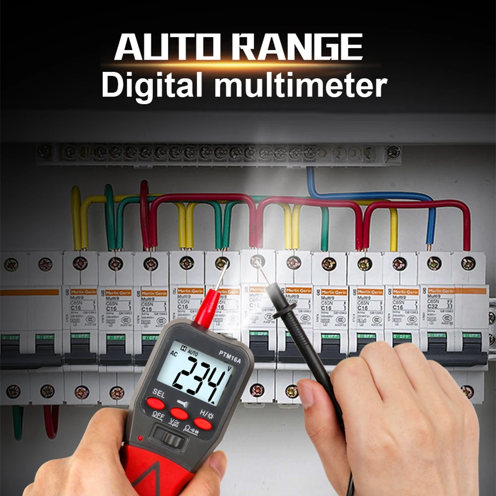 

PTM16A Digital Multimeter 2000 Counts AC/DC Voltmeter Flashlight LCD Backlight Portable Large Screen Voltage Tester Meter