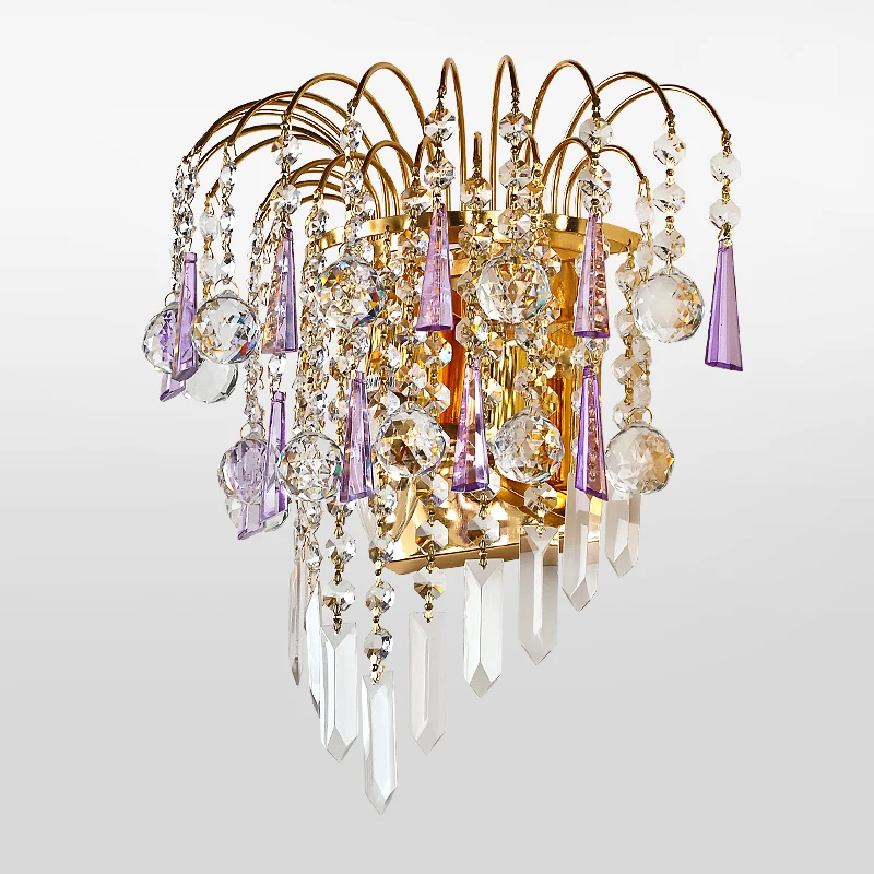 Кристальный настенный светильник для спальни Роскошная золотая королевская