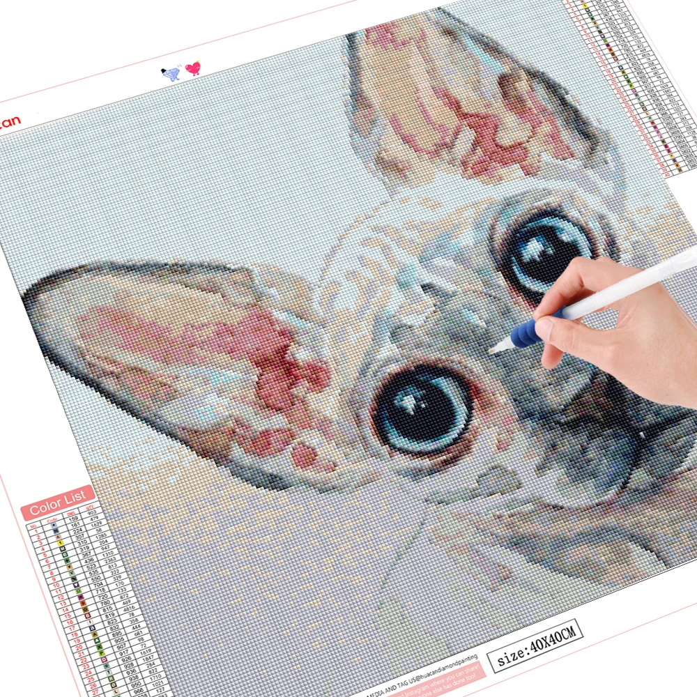 HUACAN 5D DIY Diamond Painting Cat Full Drill Square Diamond Mosaic Sphynx Diamond Embroidery Cross Stitch Decoration Home