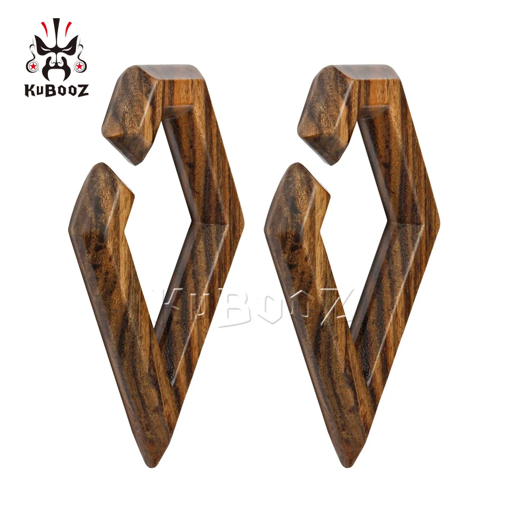 

KUBOOZ New Unique Wood Black Rhombus Ear Weight Expanders Fashion Body Piercing Jewelry Earring Gauges Stretchers 8-10mm
