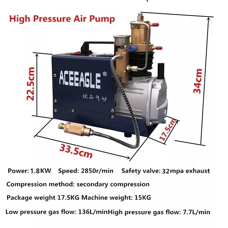 220V 1.8KW 40 МПа Электрический воздушный компрессор высокого Давление насос