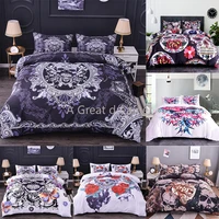 luxury 3d skull bedding sets flower skeleton duvet cover print comforter for queen size 23pcs terror bed linen dropshipping