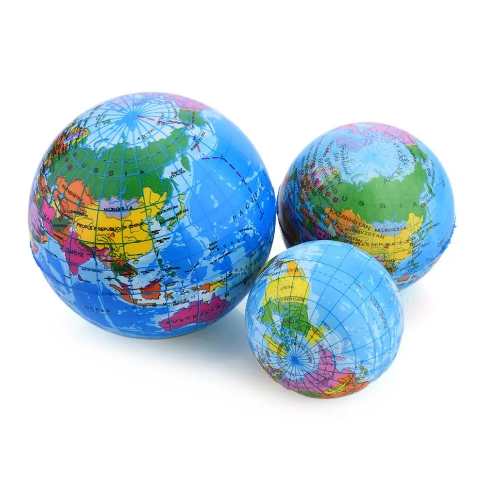 

6-10CM PU Funny Fidget Squeeze Ball Foam Bouncy Ball Tellurion Worldmap Sponge Ball Decompression Squisy Toys For Kids Adults