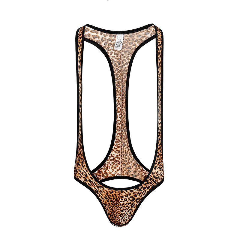 Сексуальные мужские леопардовые комбинезоны сексуальная пижама открытый