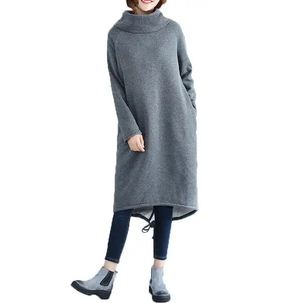 Футболка с водолазкой женское платье 2019 осенние длинные пуловеры кофты