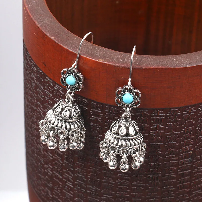 Индийские серьги Jhumka для женщин этнические полимерные с бахромой и бусинами в