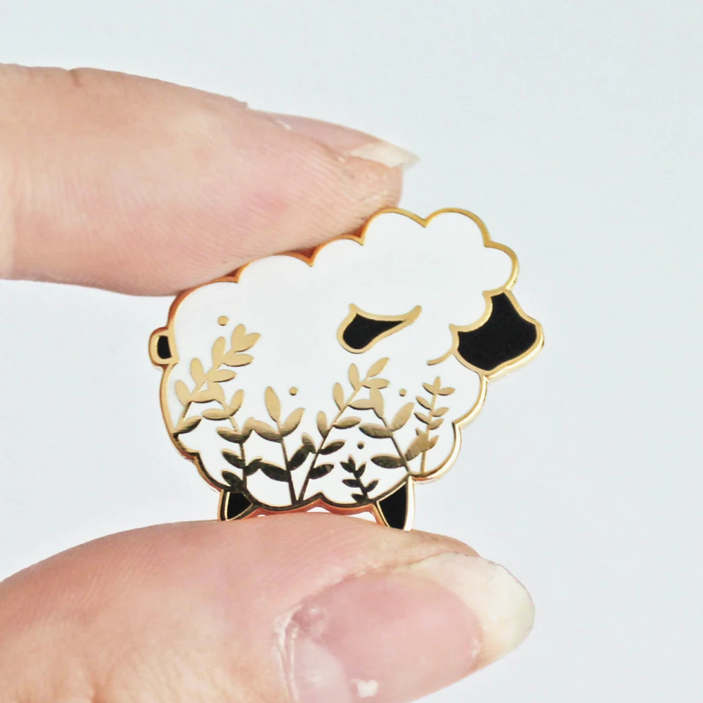 

Fashion Cartoons Animal Sheep Hard Enamel Pin Kawaii Plant Flowers Medal Brooch Jewelry Unique Art Knitters Enthusiast Gift