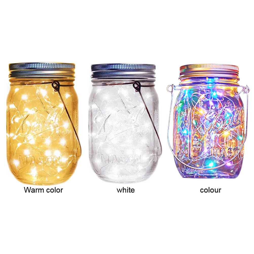 

10/20 LED Mason Jar Fairy Light String Solar Light String Garden Decoration Outdoor Wedding Christmas Lights Bottle Light
