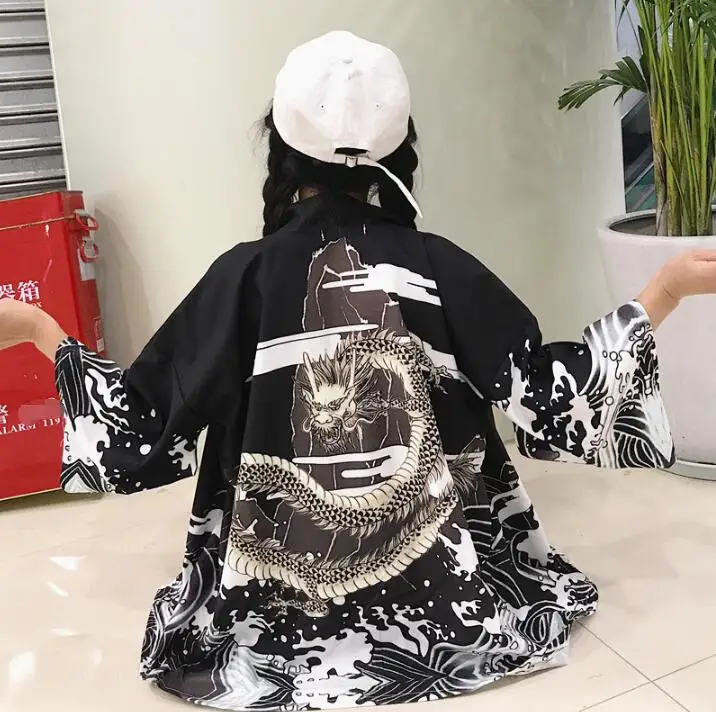 Японский стиль пальто кимоно лето три четверти рукав кардиган юката женщина