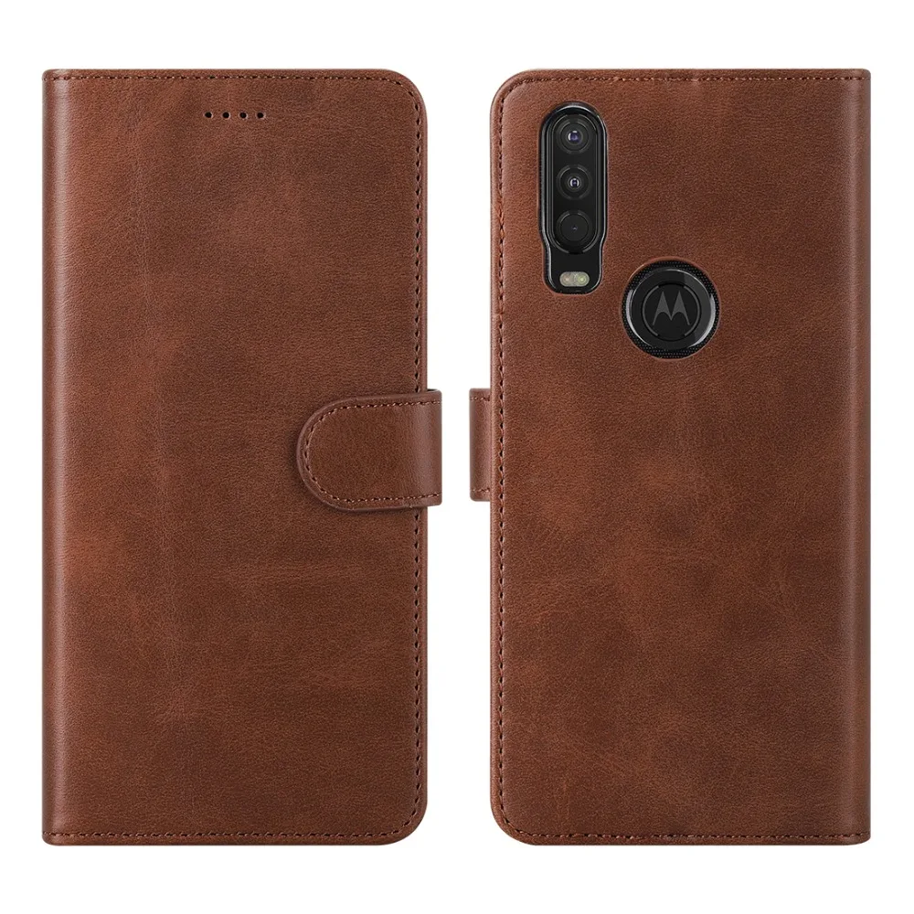Чехол из натуральной кожи для Motorola Moto One Action Case откидной Чехол-кошелек для Moto One action Card Stand Магнитный чехол-книжка